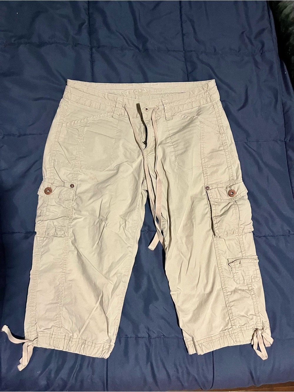 Light Beige Arizona Cargo Capris with Drawstring
